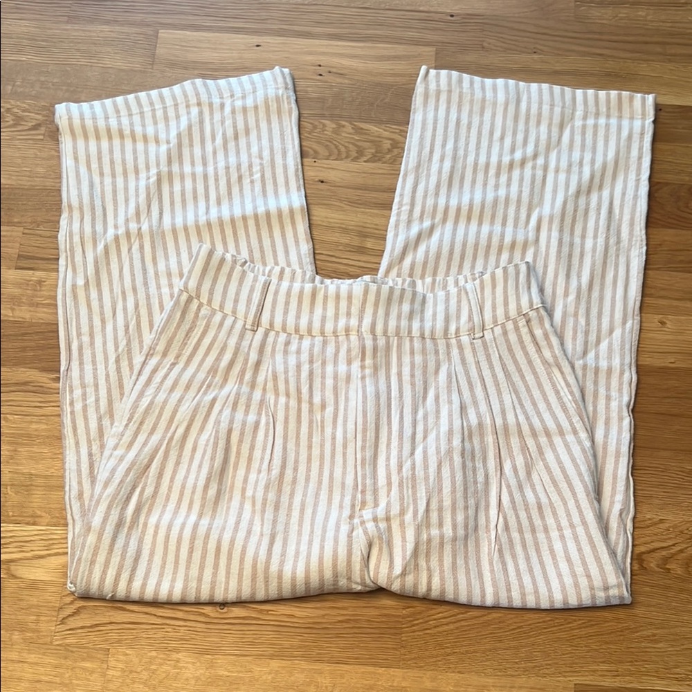 Abercrombie & Fitch Striped Cream and Tan Trousers